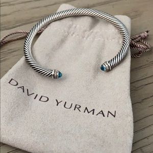 David Yurman cable bracelet with blue topaz and diamonds
